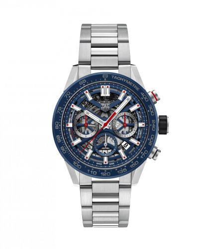 TAG Heuer Carrera Calibre Heuer 02 43 Stainless Steel / Blue Ceramic / Skeleton / Bracelet
